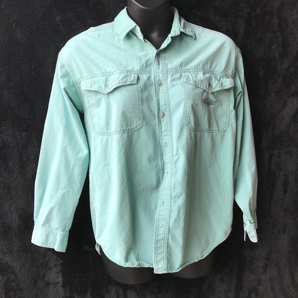 Saturdays aqua chino boyfriend shirt XL